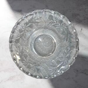 Mid Century Fostoria Heather Etched Crystal Saucer 6”
